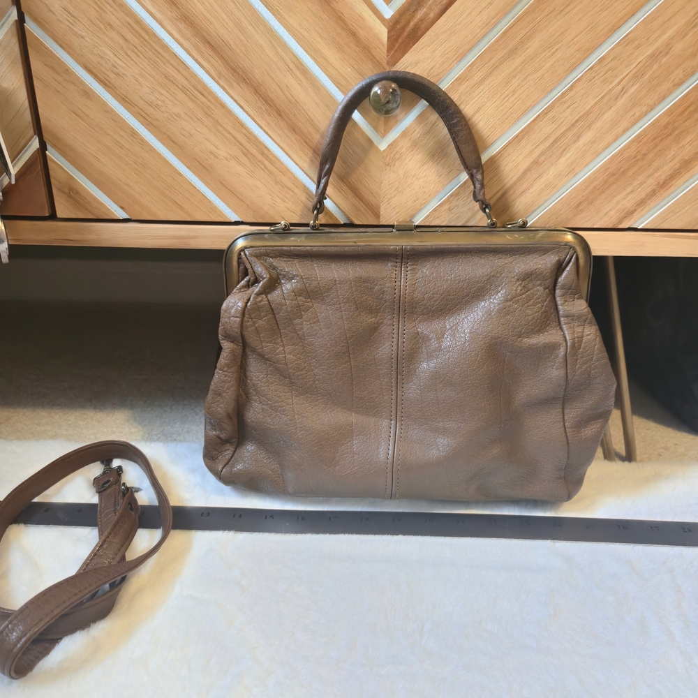 Stone Mountain Vintage Leather Frame Satchel with crossbody strap